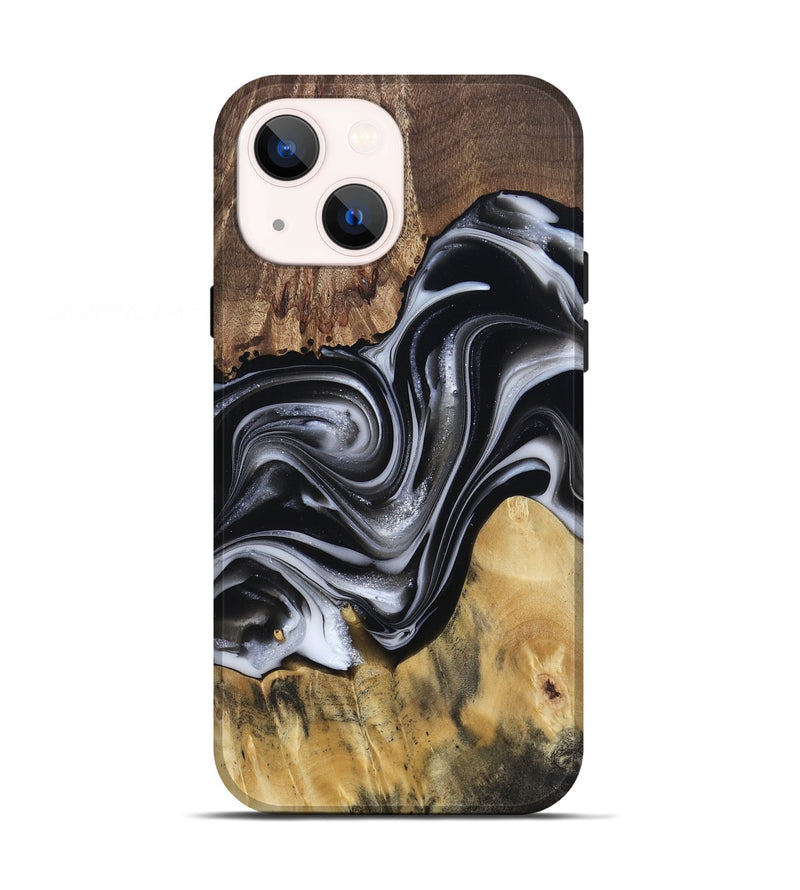 iPhone 13 Wood Live Edge Phone Case - Raina (Black & White, 812952)