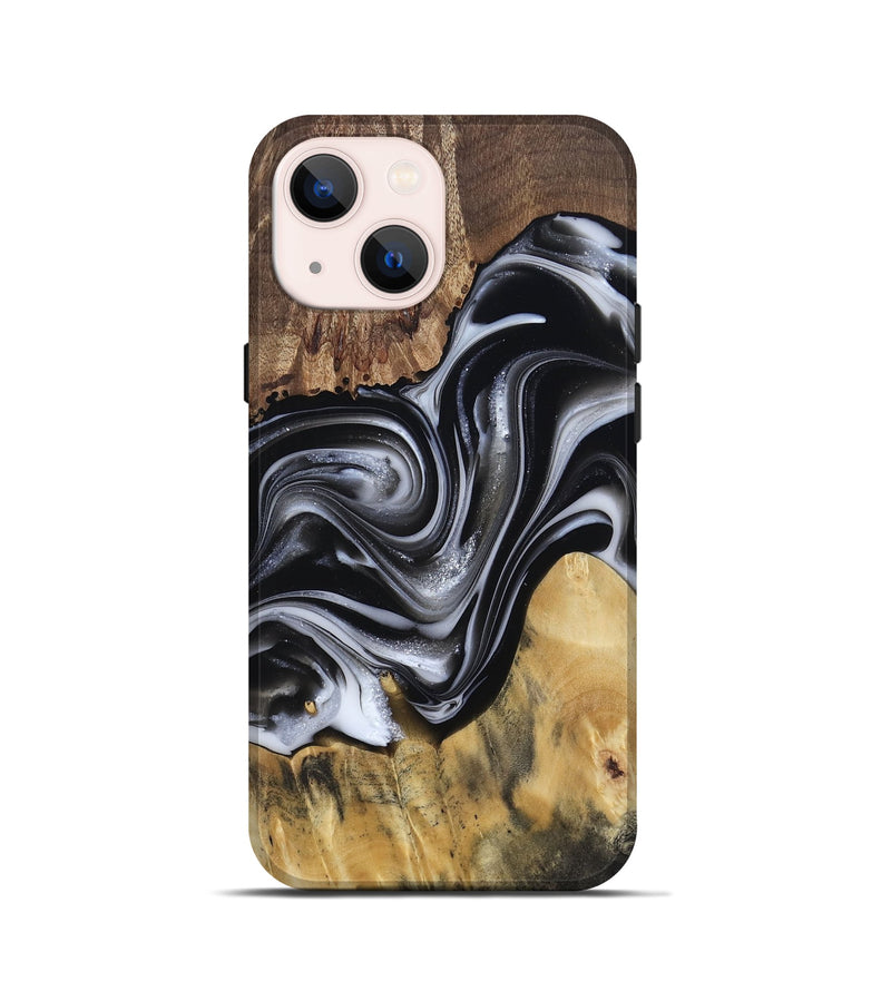 iPhone 13 mini Wood Live Edge Phone Case - Raina (Black & White, 812952)