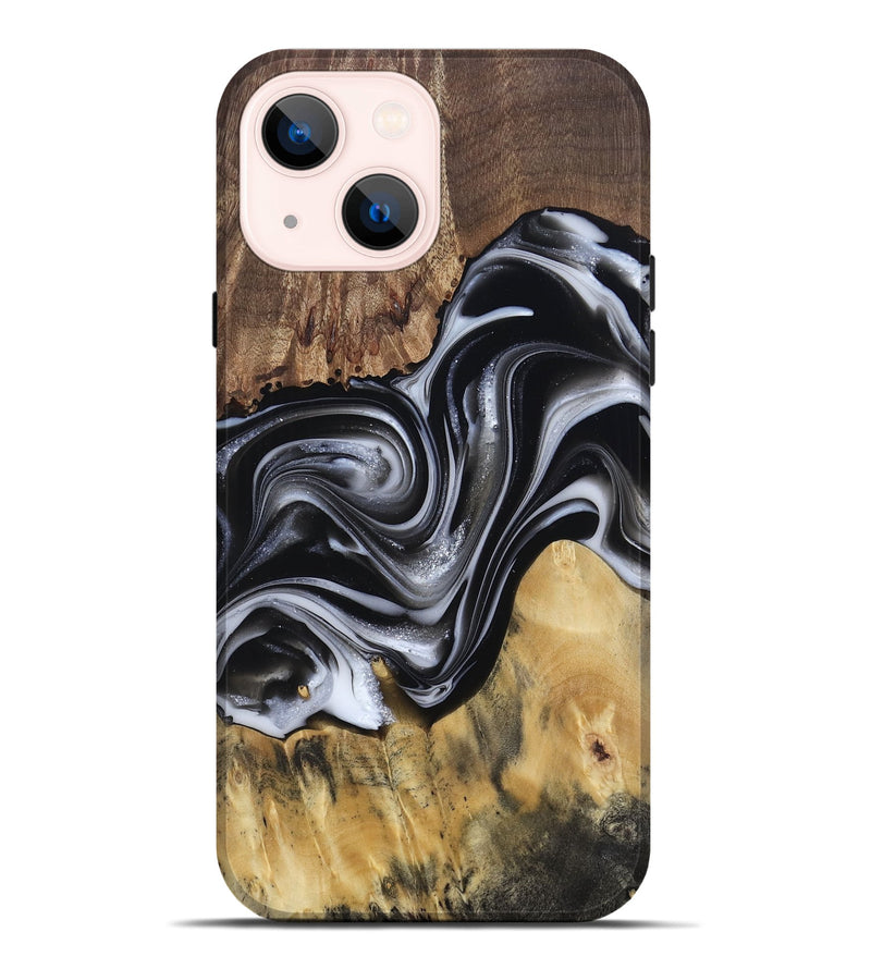 iPhone 14 Plus Wood Live Edge Phone Case - Raina (Black & White, 812952)