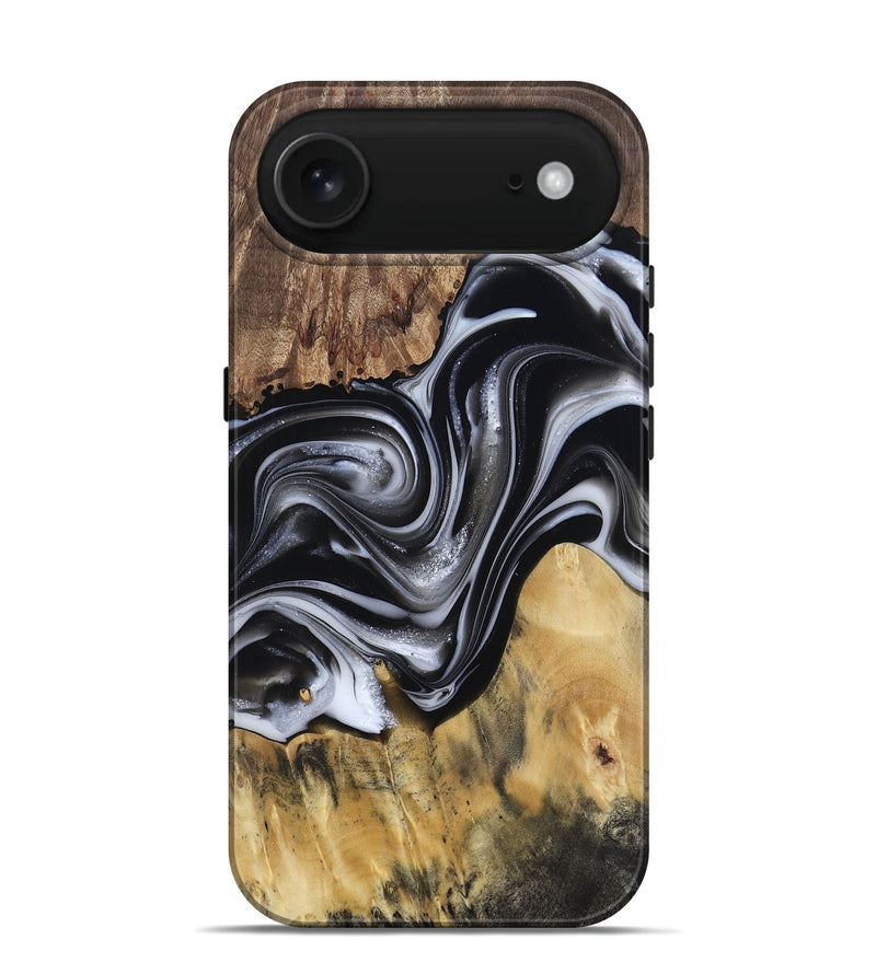 iPhone 17 Air Wood Live Edge Phone Case - Raina (Black & White, 812952)