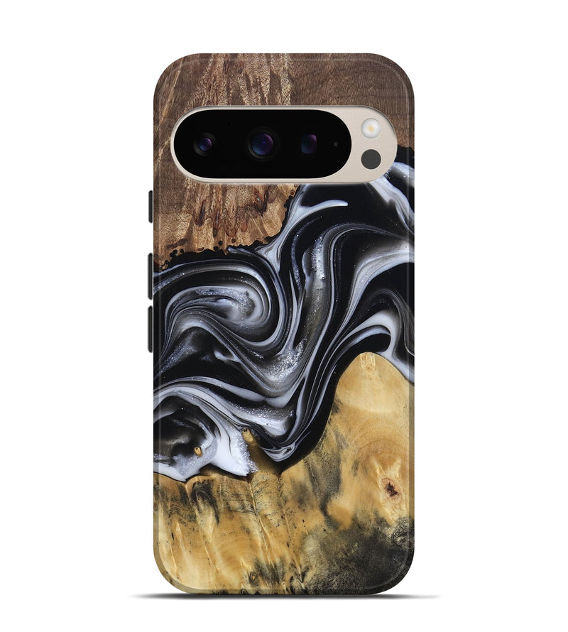 Pixel 9 Pro Wood Live Edge Phone Case - Raina (Black & White, 812952)