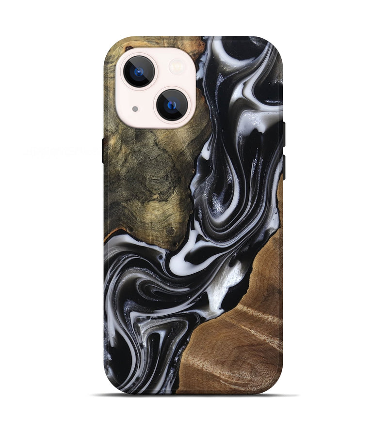 iPhone 13 Wood Live Edge Phone Case - Shawna (Black & White, 812953)