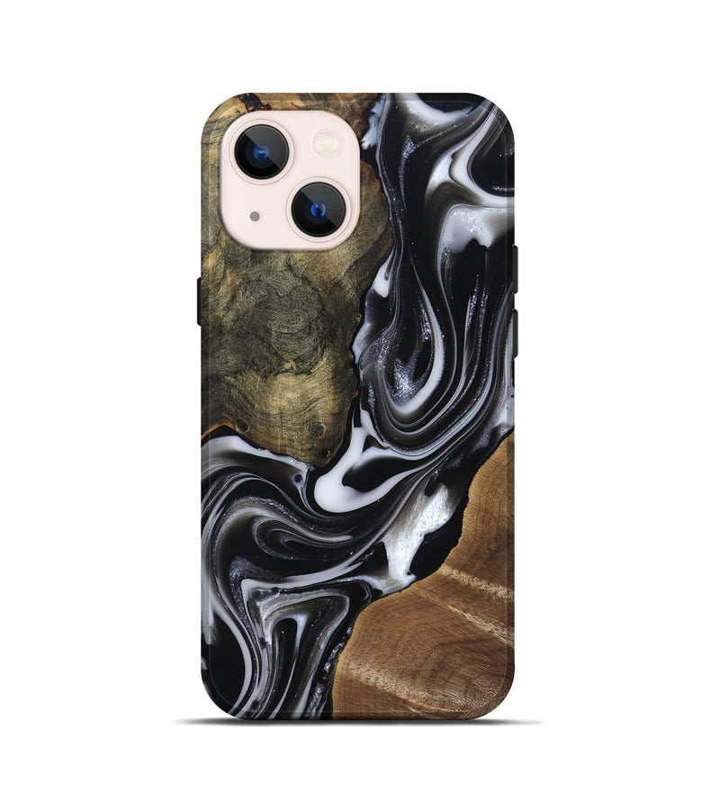 iPhone 13 mini Wood Live Edge Phone Case - Shawna (Black & White, 812953)