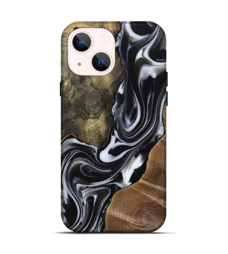iPhone 14 Wood Live Edge Phone Case - Shawna (Black & White, 812953)
