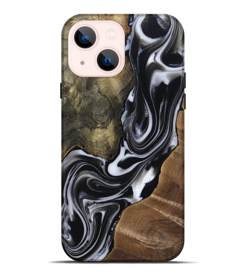 iPhone 14 Plus Wood Live Edge Phone Case - Shawna (Black & White, 812953)