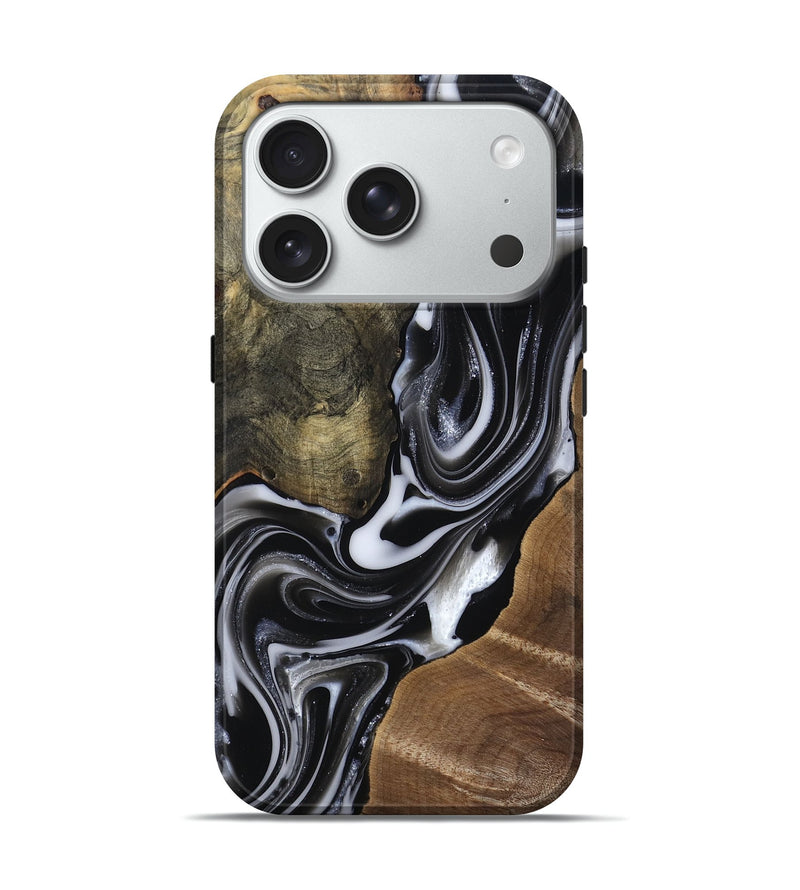iPhone 18 Pro Wood Live Edge Phone Case - Shawna (Black & White, 812953)