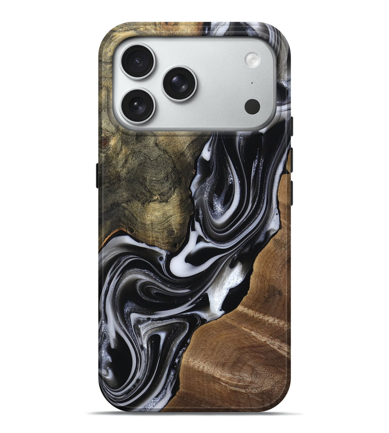 iPhone 18 Pro Max Wood Live Edge Phone Case - Shawna (Black & White, 812953)
