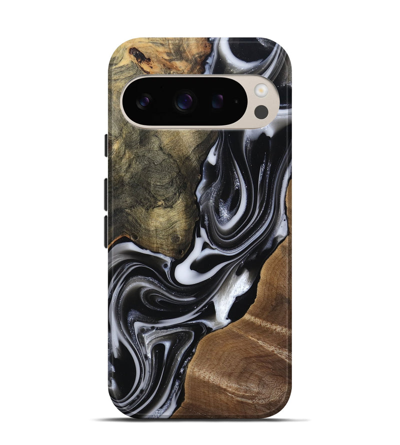 Pixel 9 Pro Wood Live Edge Phone Case - Shawna (Black & White, 812953)
