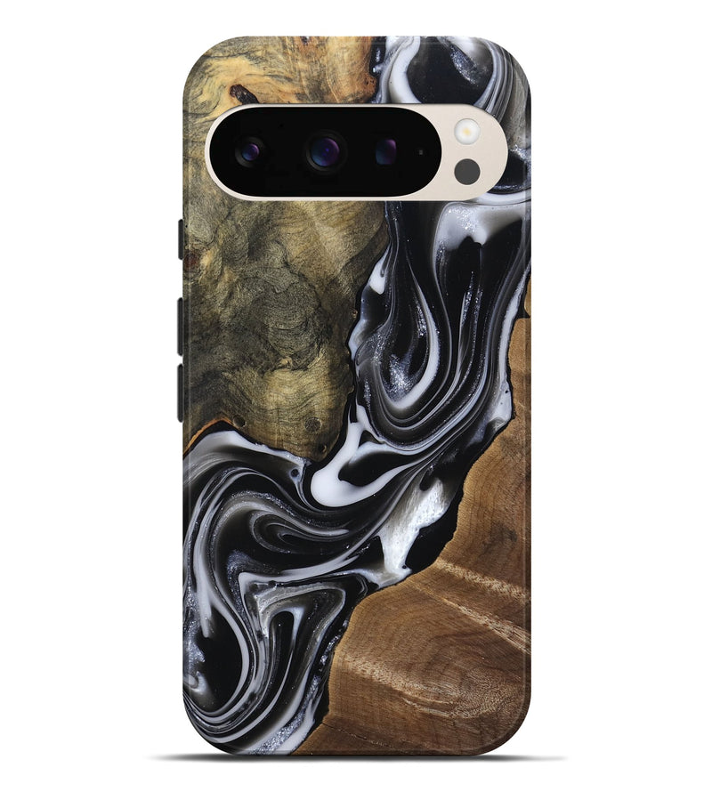 Pixel 9 Pro XL Wood Live Edge Phone Case - Shawna (Black & White, 812953)