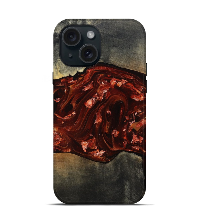 iPhone 15 Wood Live Edge Phone Case - Lucien (Red, 812960)