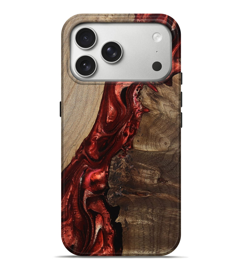 iPhone 17 Pro Max Wood Live Edge Phone Case - Mariana (Red, 812964)