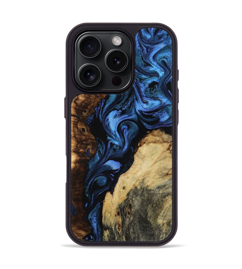 iPhone 16 Pro Wood Phone Case - Sarah (Blue, 813084)