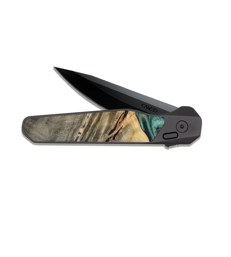 EDC Dark Slate Wood Pocket Knife - Wheeler (Green, 813088)