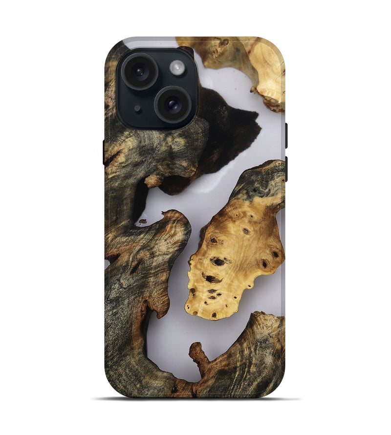 iPhone 15 Wood Live Edge Phone Case - Demond (Clear, 813123)