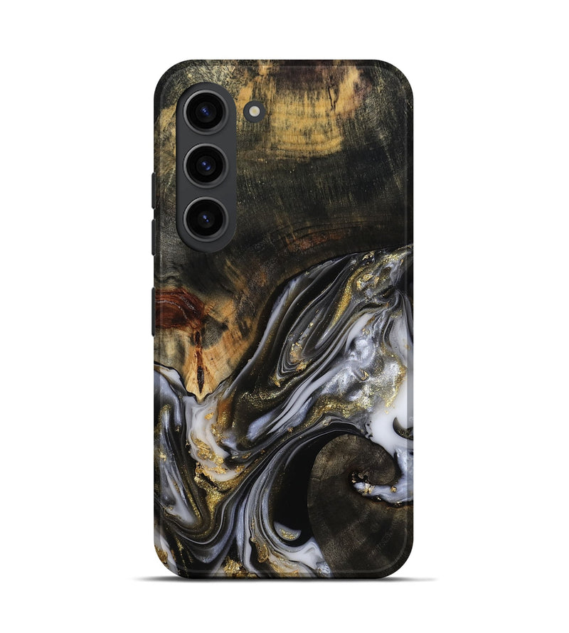 Galaxy S23 Wood Live Edge Phone Case - Natalya (Black & White, 813127)
