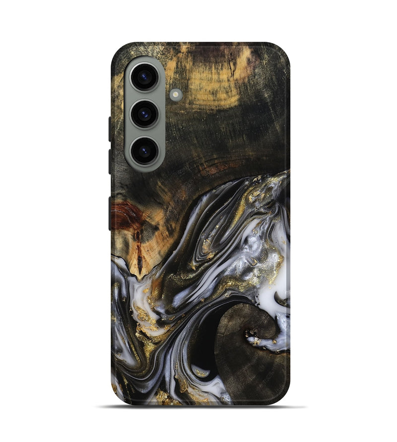 Galaxy S24 Wood Live Edge Phone Case - Natalya (Black & White, 813127)