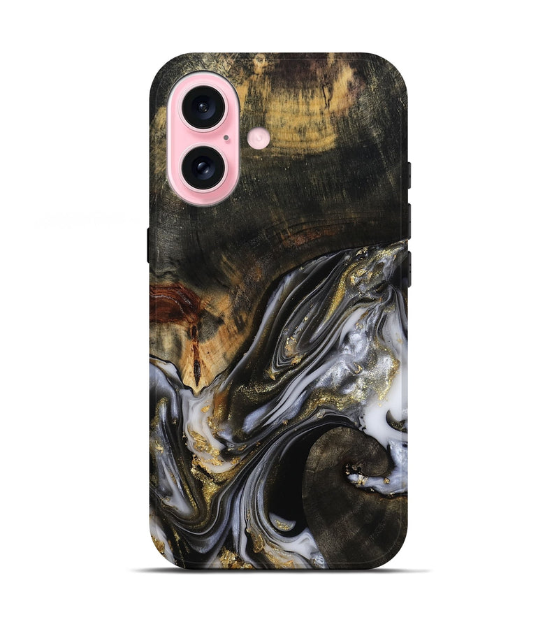 iPhone 17 Wood Live Edge Phone Case - Natalya (Black & White, 813127)