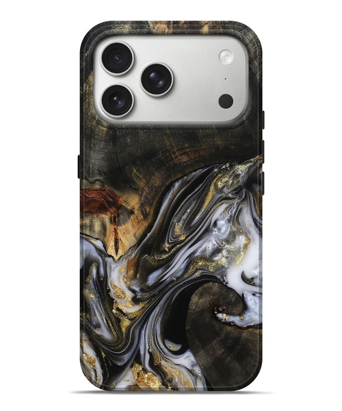 iPhone 17 Pro Max Wood Live Edge Phone Case - Natalya (Black & White, 813127)