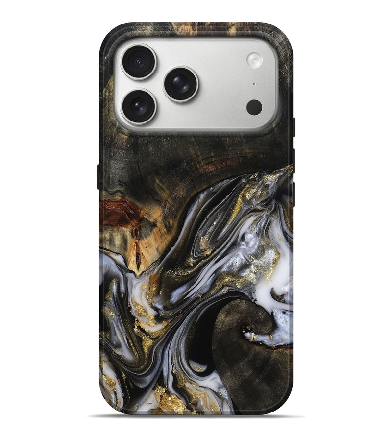 iPhone 17 Pro Max Wood Live Edge Phone Case - Natalya (Black & White, 813127)