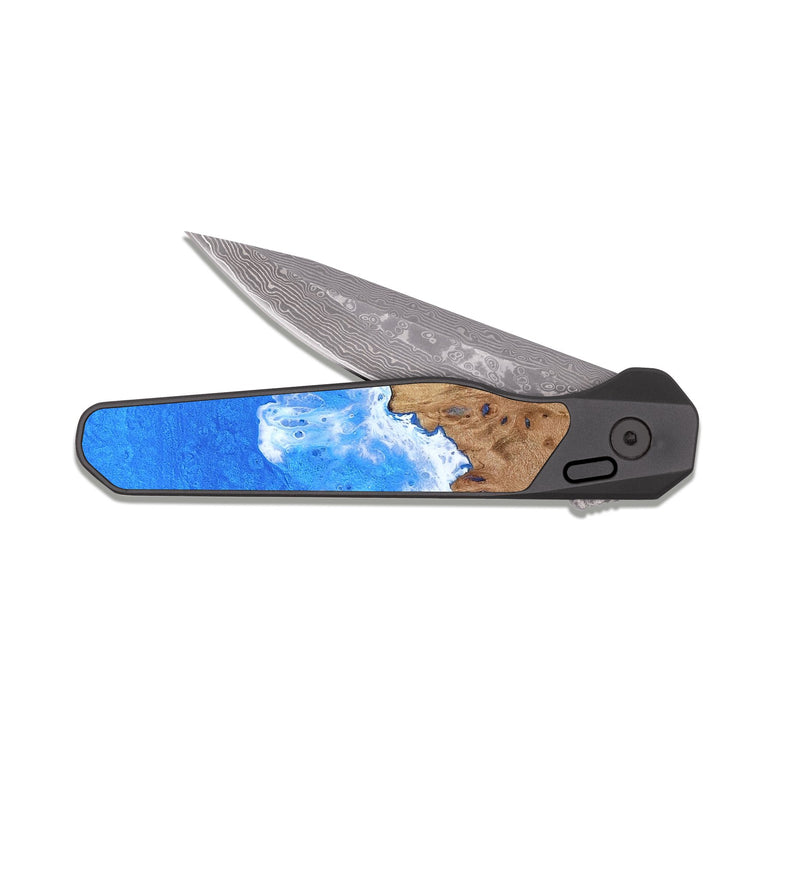 EDC Dark Damascus Wood Pocket Knife - Libbie (Coastal, 813130)