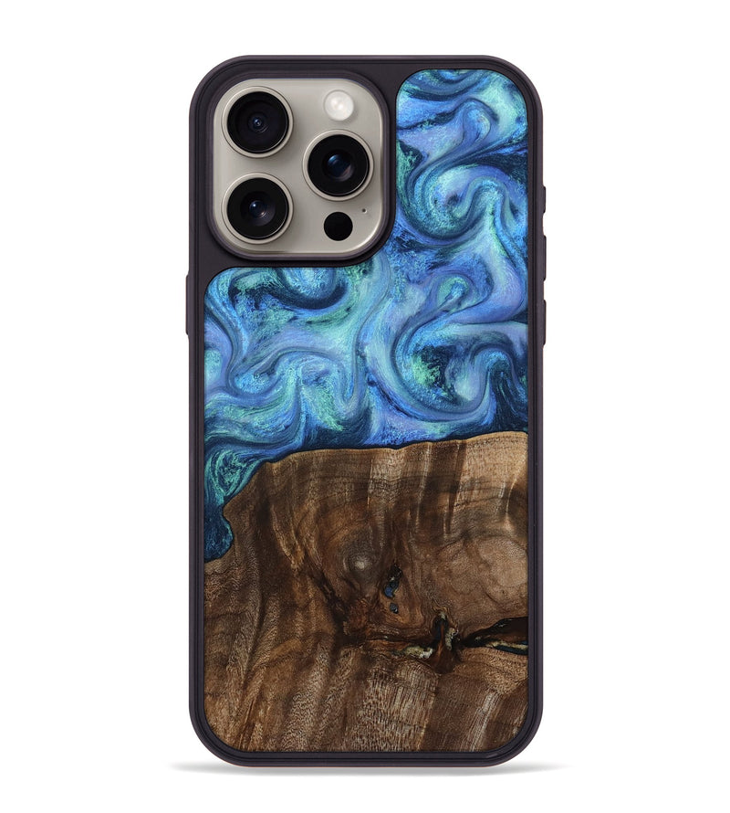 iPhone 15 Pro Max Wood Phone Case - Starla (Blue, 813244)