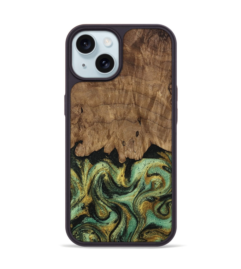 iPhone 15 Wood Phone Case - Marquis (Green, 813255)