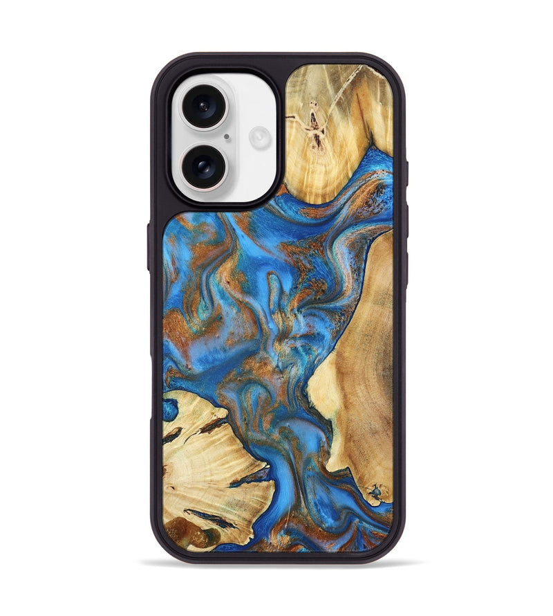 iPhone 17 Wood Phone Case - Urban (Teal & Gold, 813336)