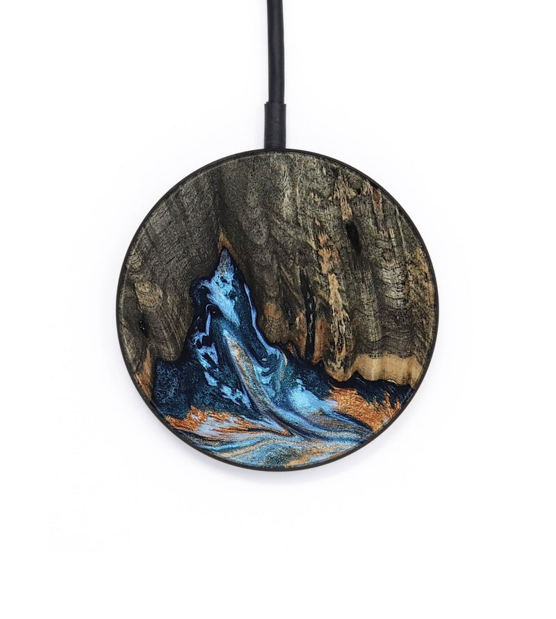 Circle Wood Wireless Charger - Sydni (Teal & Gold, 813337)