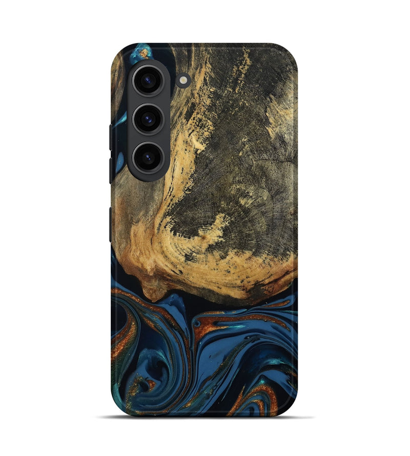 Galaxy S23 Wood Live Edge Phone Case - Renee (Teal & Gold, 813358)
