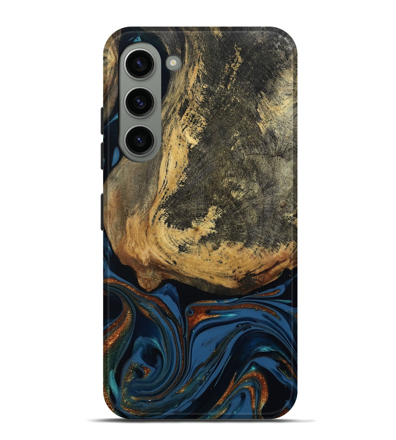 Galaxy S23 Plus Wood Live Edge Phone Case - Renee (Teal & Gold, 813358)