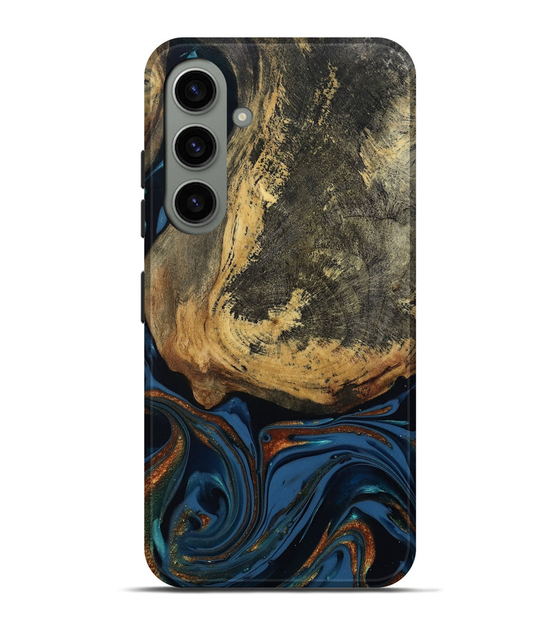 Galaxy S24 Plus Wood Live Edge Phone Case - Renee (Teal & Gold, 813358)