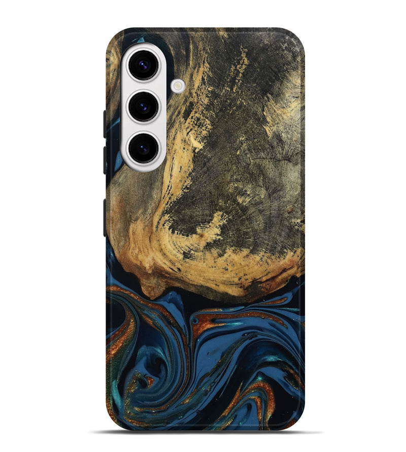 Galaxy S25 Plus Wood Live Edge Phone Case - Renee (Teal & Gold, 813358)