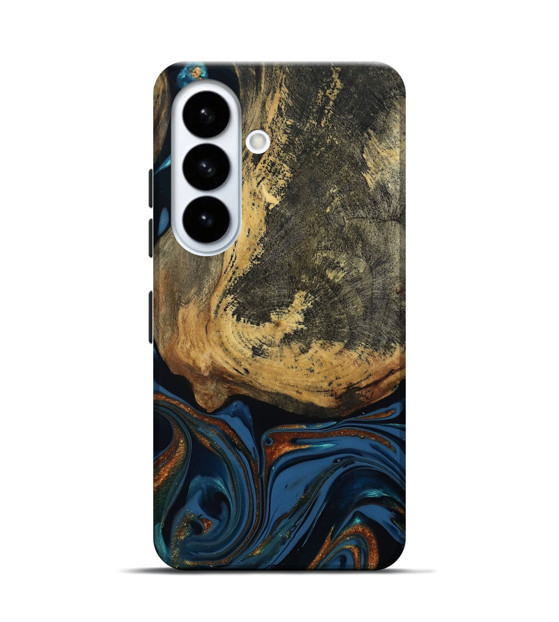 Galaxy S26 Wood Live Edge Phone Case - Renee (Teal & Gold, 813358)