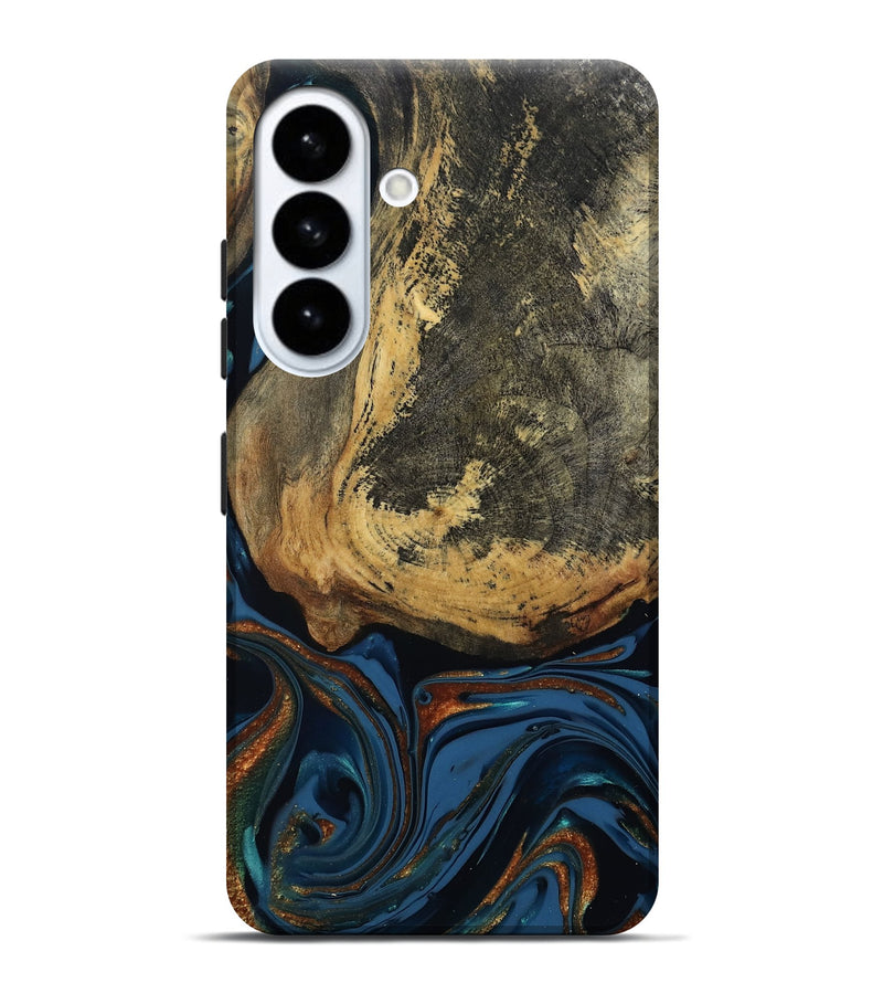 Galaxy S26 Plus Wood Live Edge Phone Case - Renee (Teal & Gold, 813358)