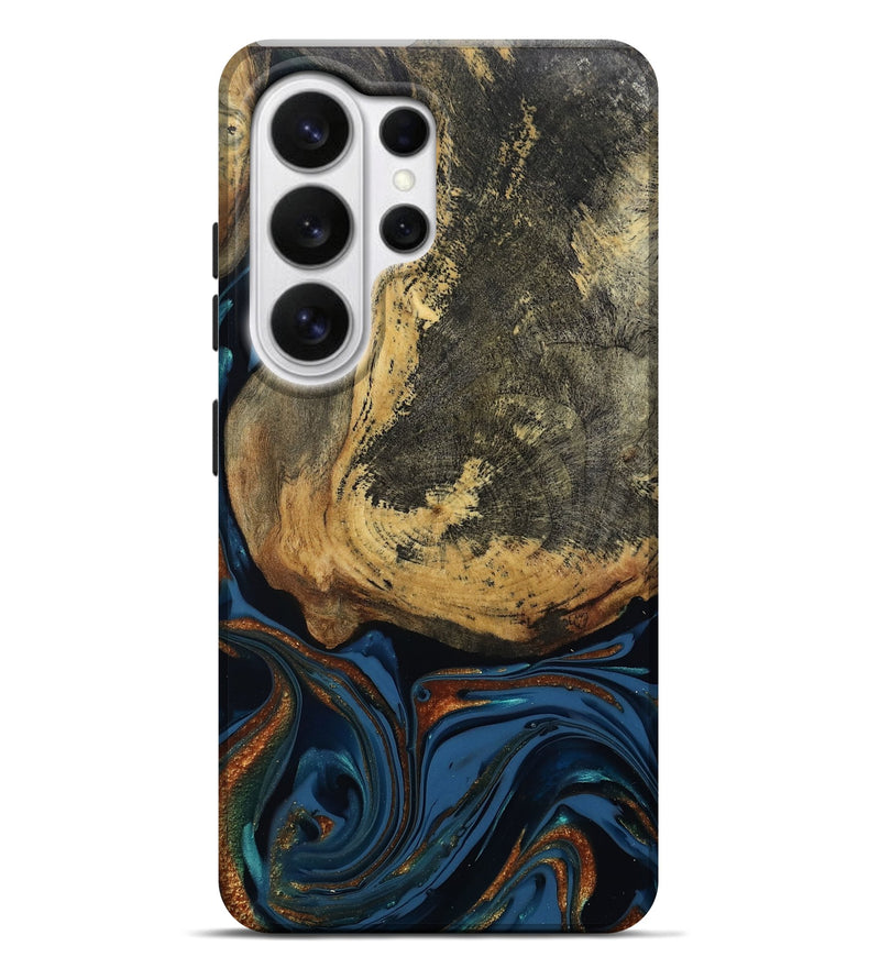 Galaxy S26 Ultra Wood Live Edge Phone Case - Renee (Teal & Gold, 813358)