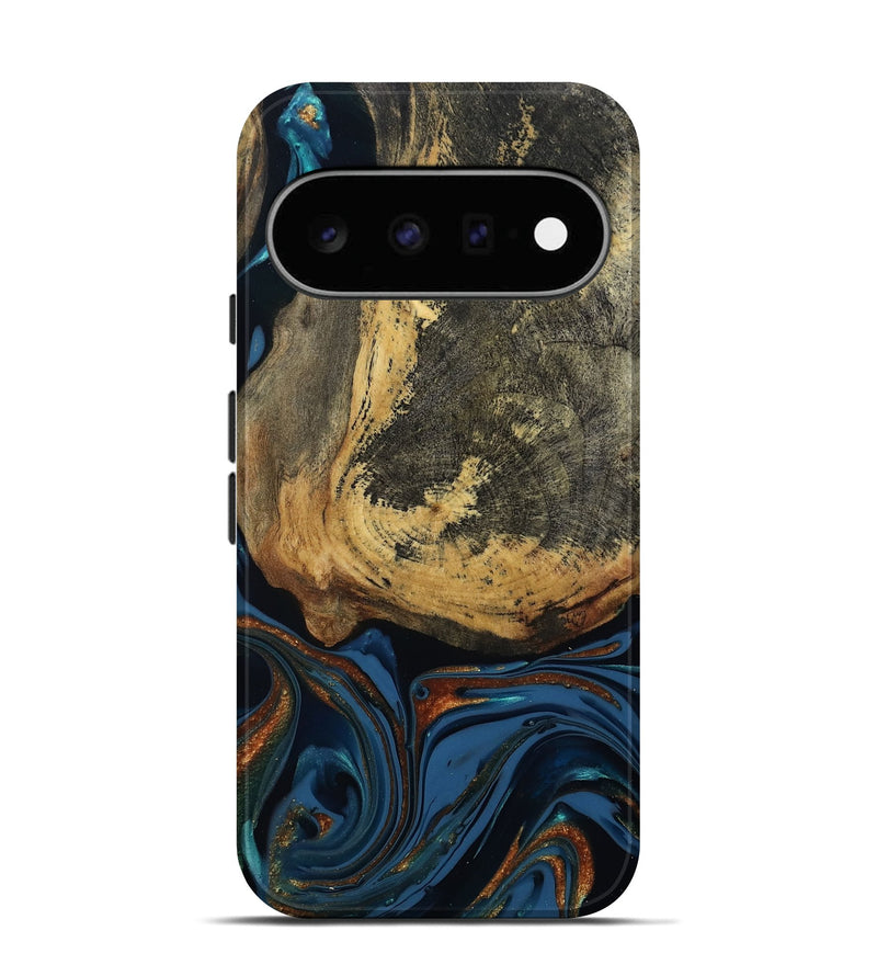 Pixel 11 Wood Live Edge Phone Case - Renee (Teal & Gold, 813358)