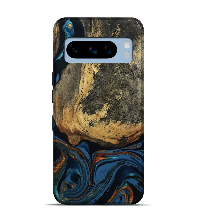 Pixel 8 Pro Wood Live Edge Phone Case - Renee (Teal & Gold, 813358)