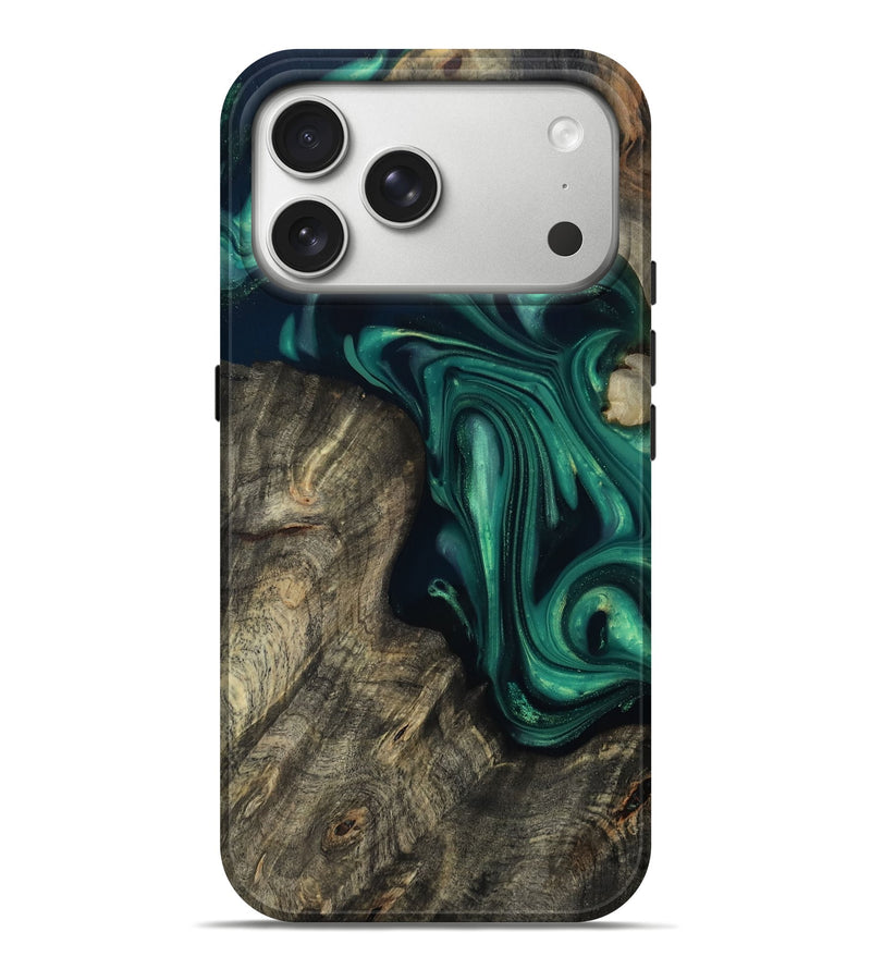 iPhone 17 Pro Max Wood Live Edge Phone Case - Elyssa (Green, 813361)
