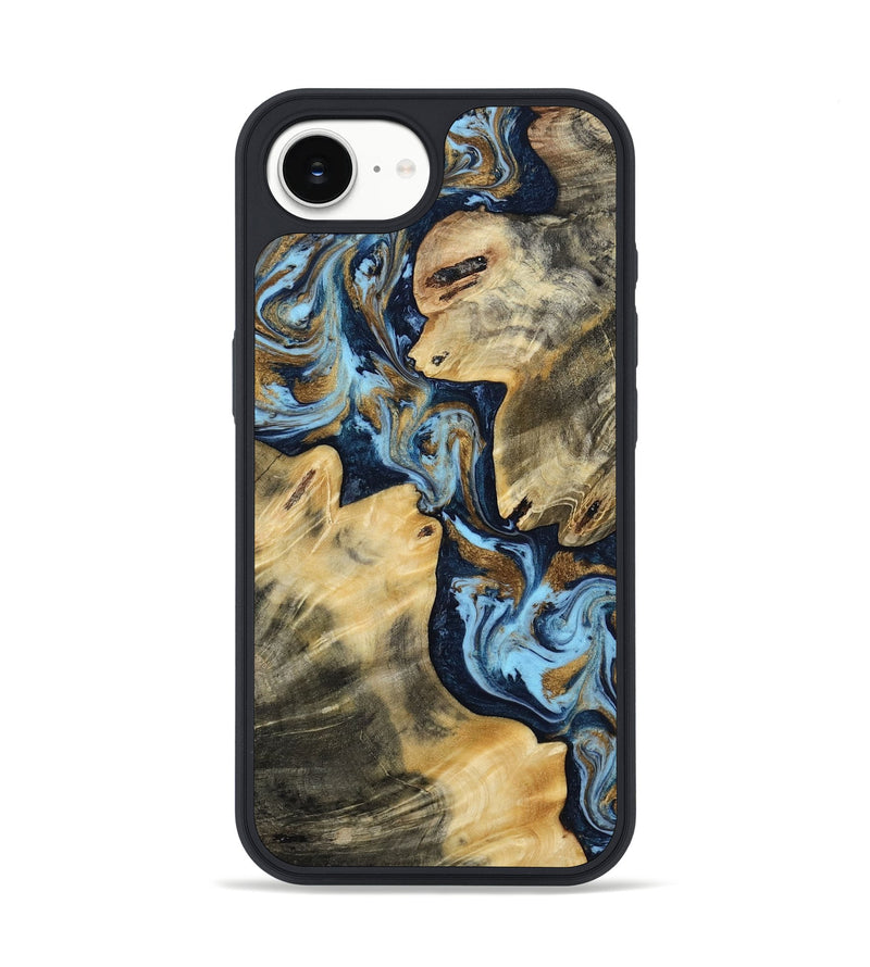 iPhone 16e Wood Phone Case - Jason (Teal & Gold, 813376)