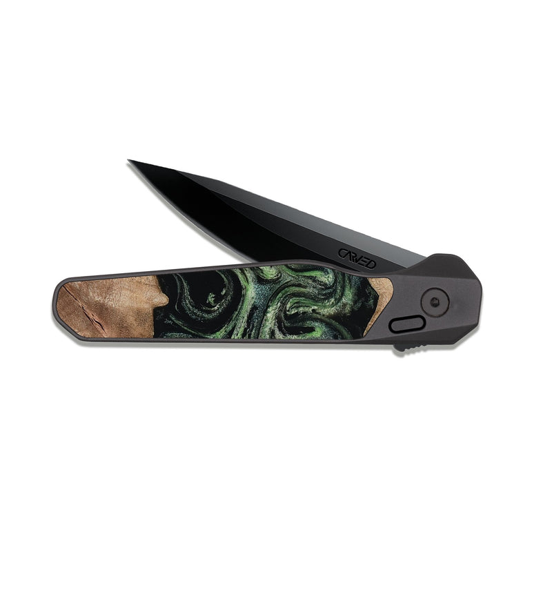 EDC Dark Slate Wood Pocket Knife - Carlee (Green, 813476)