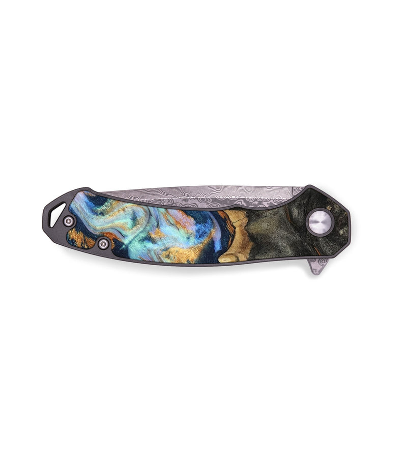 EDC Wood Pocket Knife - Leatha (Teal & Gold, 813523)