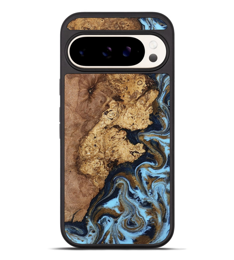 Pixel 10 Pro XL Wood Phone Case - Clover (Teal & Gold, 813524)