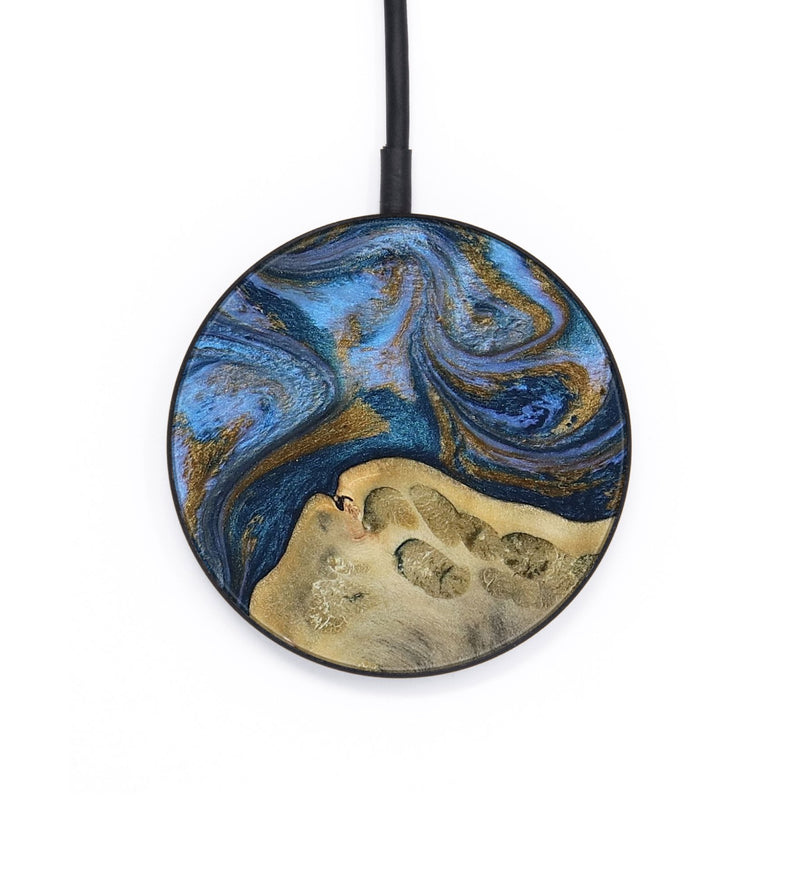 Circle Wood Wireless Charger - Stephan (Teal & Gold, 813625)