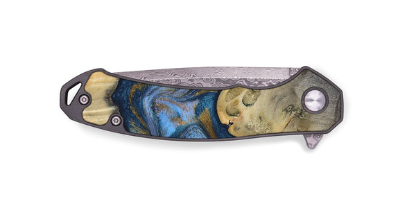 EDC Wood Pocket Knife - Stephan (Teal & Gold, 813625)