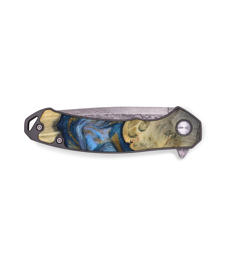 EDC Wood Pocket Knife - Stephan (Teal & Gold, 813625)