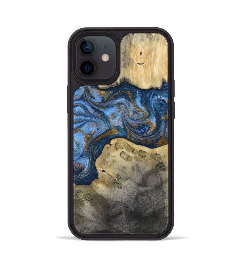 iPhone 12 Wood Phone Case - Stephan (Teal & Gold, 813625)