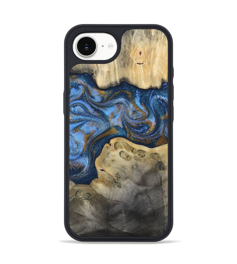 iPhone 16e Wood Phone Case - Stephan (Teal & Gold, 813625)