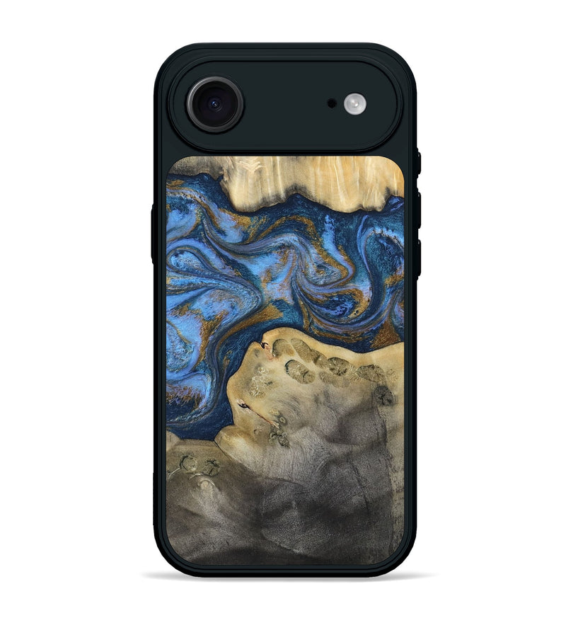 iPhone 17 Air Wood Phone Case - Stephan (Teal & Gold, 813625)