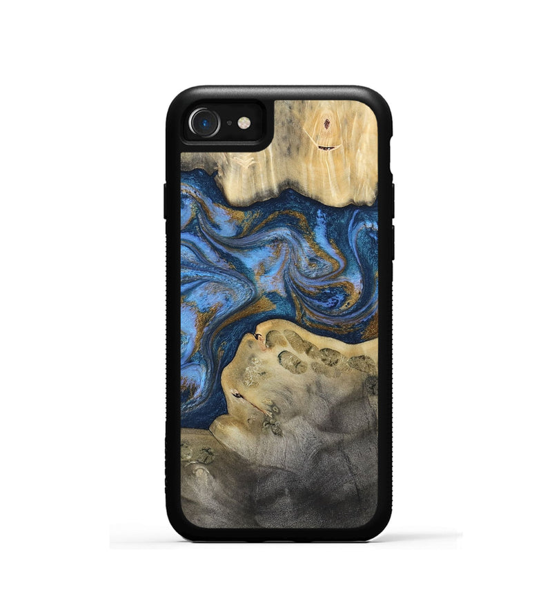 iPhone SE Wood Phone Case - Stephan (Teal & Gold, 813625)
