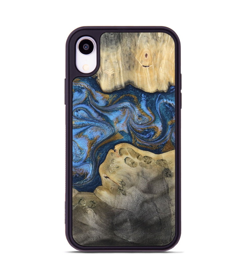 iPhone Xr Wood Phone Case - Stephan (Teal & Gold, 813625)